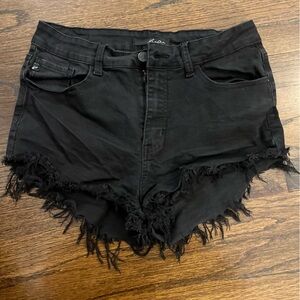 High waisted black jean shorts